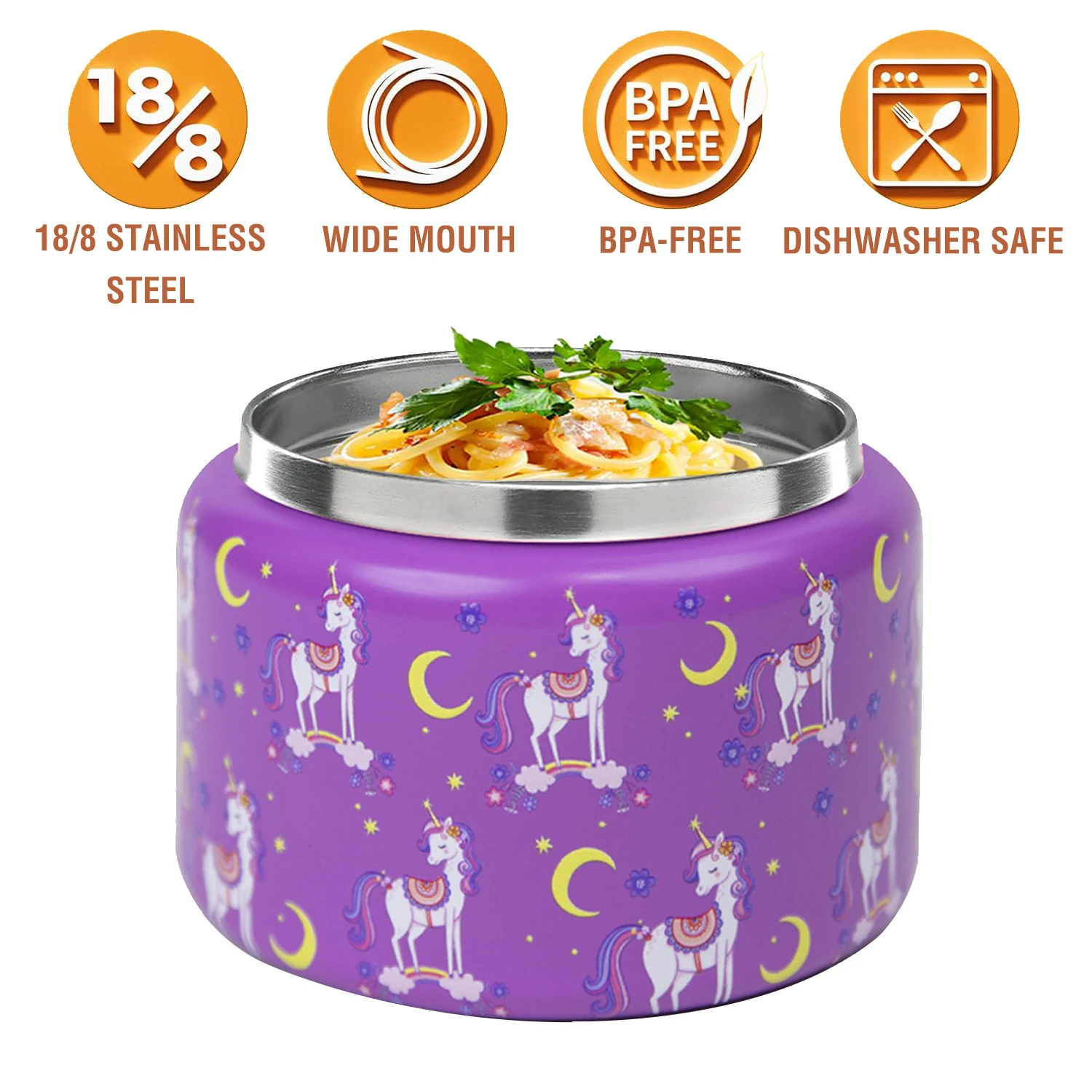 8oz Insulated Soup Bowl Stainless Steel Inner Vessel Patent Open Lid Design for Food Storage And Serving