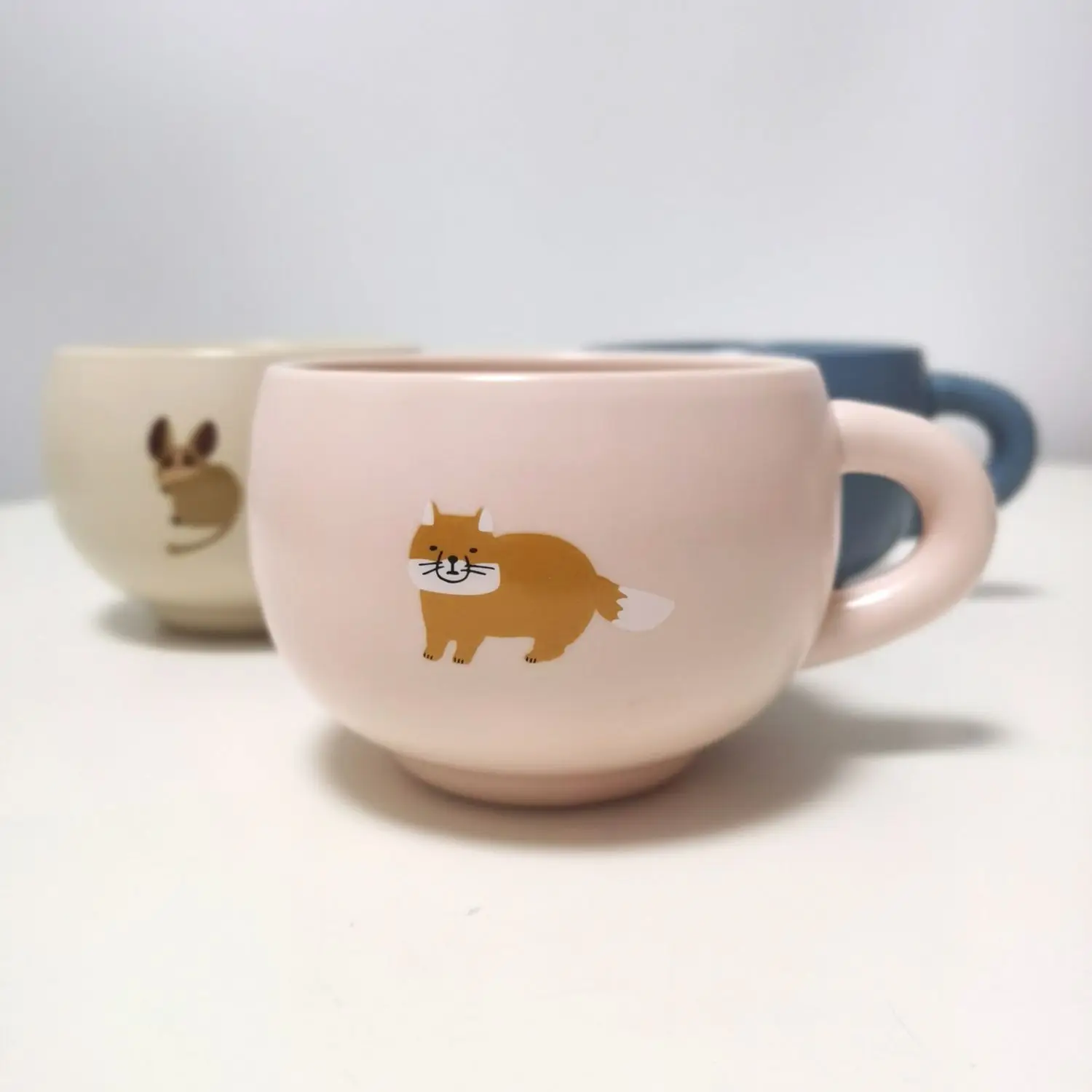 Makeup Cartoon Animal Series Ceramic Cup, Big Belly Cup, Cute and Simple Japanese Cup Drinkware