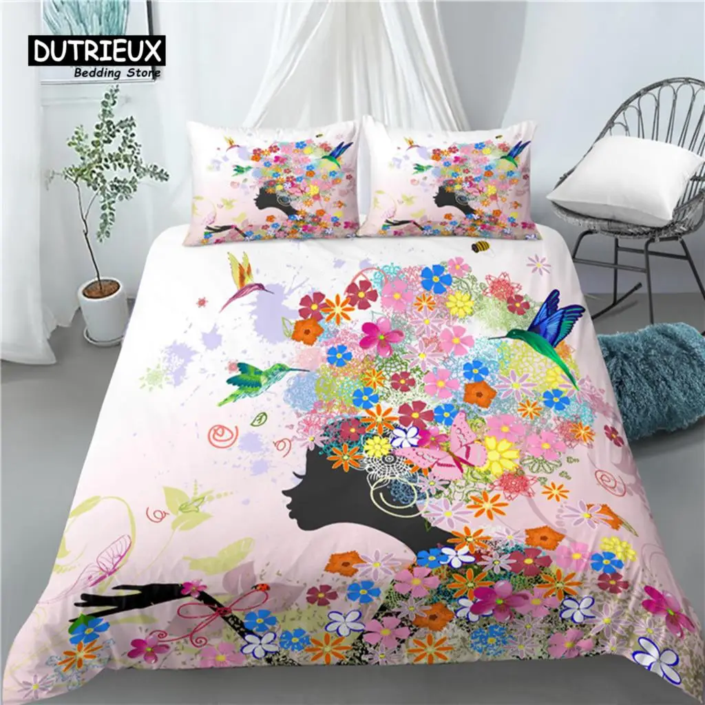 

Home Living Luxury 3D Butterfly Girl Print Bedding Set 2/3Pcs (Duvet Cover+Pillowcase) Comfortable EU/US/AU Size