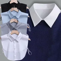 Unisex Cotton Vintage Crystal Fake Collar Blouse Solid Detachable Shirt Collar False Lapel Blouse Top Women Clothes Accessories