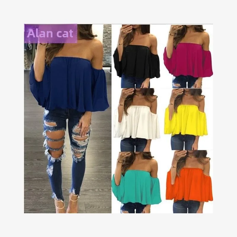 

Summer Big Size Women's Casual Chiffon Boat Ne Blouse Ele Lace irt Polyester Blend Comfortable Fit Spring Faion