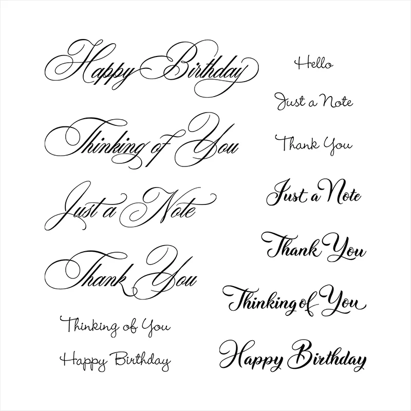 2024 Clear Stamps Happy Birthday Just A Note Cursive Words Phrase For DIY Scrapbooking Greeting Card Decoration Paper Craft