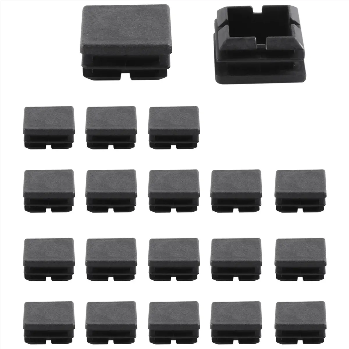 ABZF 2026 Square Table Chair Leg Tube Pipe Feet Insert Cap 25mmx25mm 20pcs Black