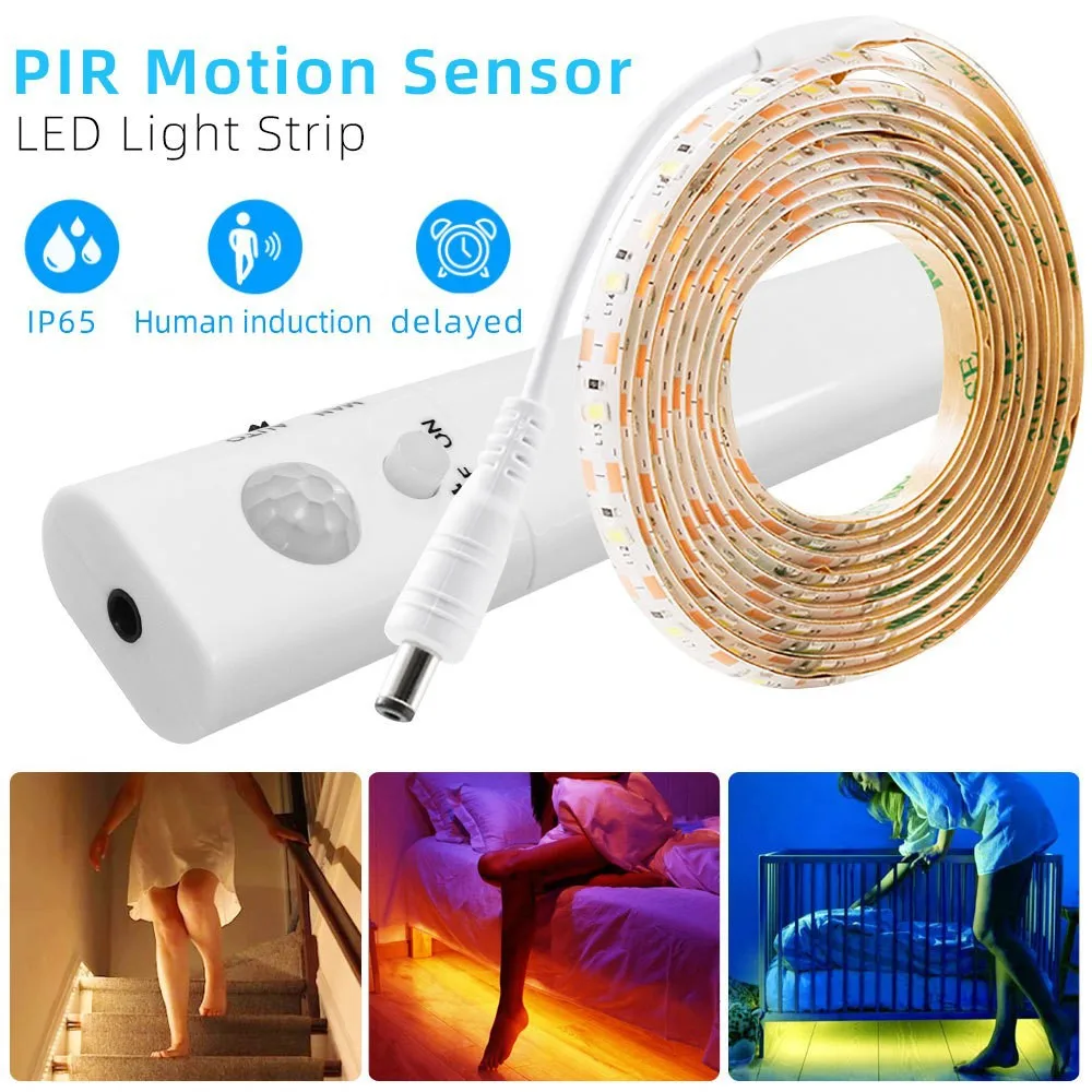 Led Strip Night Light 2835 Sensor Movement Battery Powered Tape Bedside Table Lamp Kitchen Under Furniture Backlight