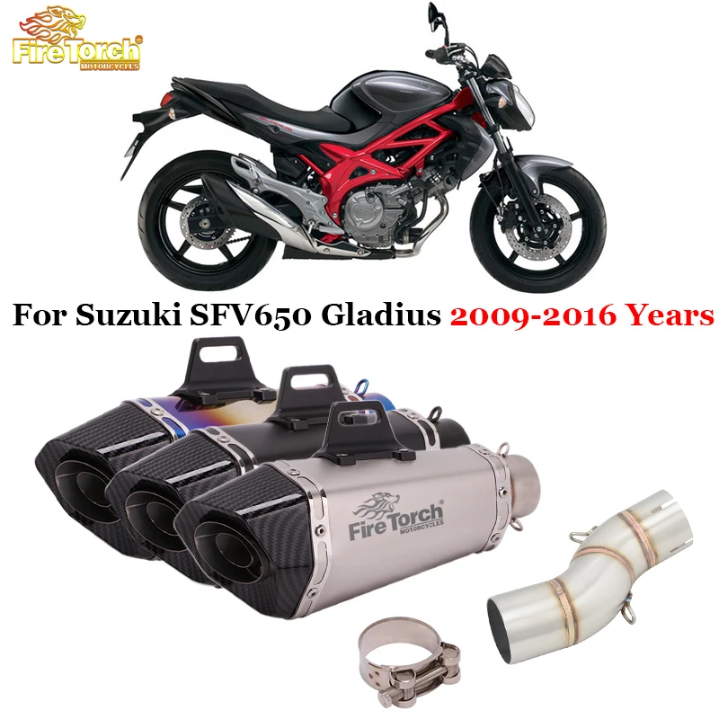 

Slip On For Suzuki SFV650 SFV 650 Gladius 2009 - 2016 Motorcycle Exhaust Escape Middle Mid Link Pipe With Muffler Moto DB Killer