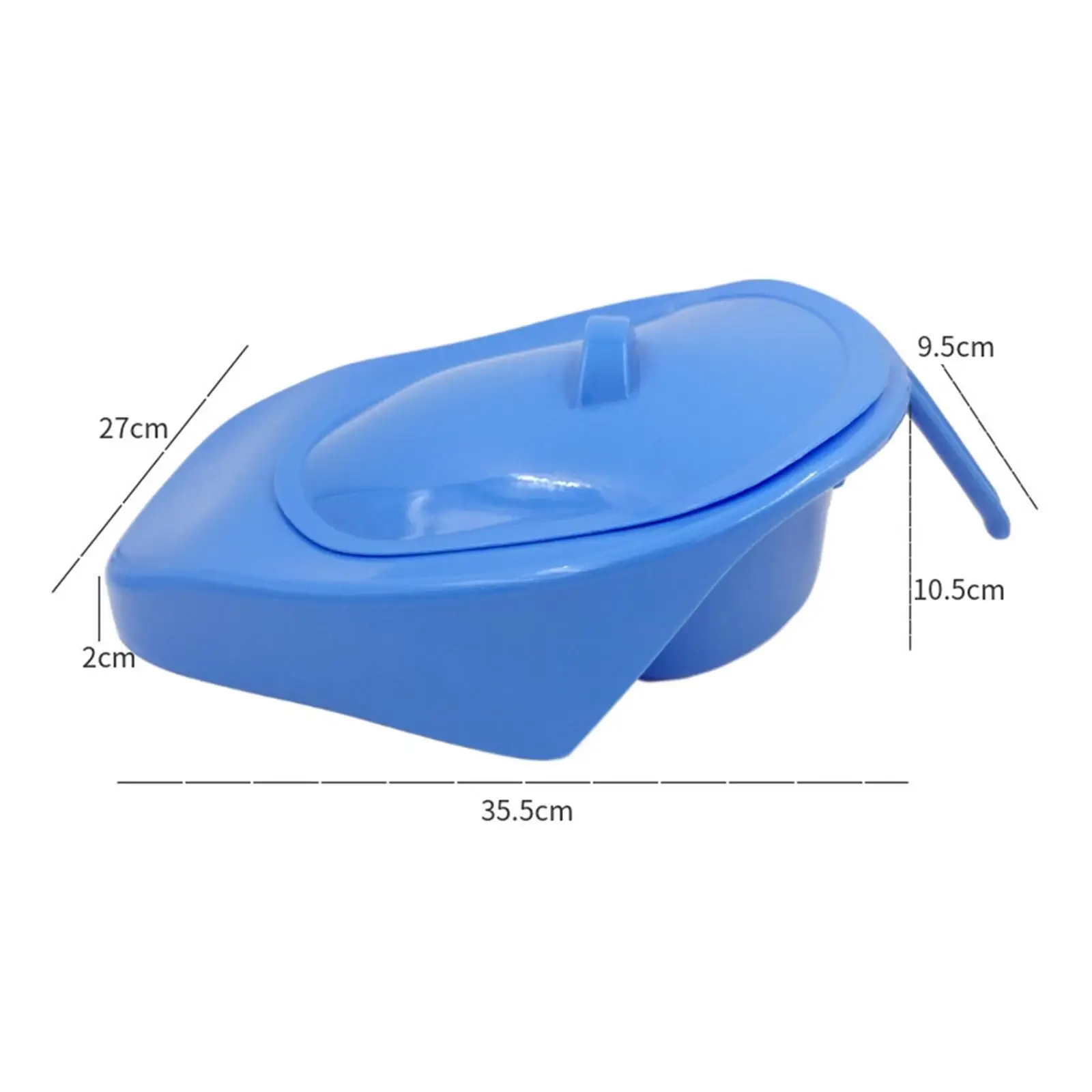 Blue Bedpan Bed Pan with Lid Handle for Bedridden Patient Women Men