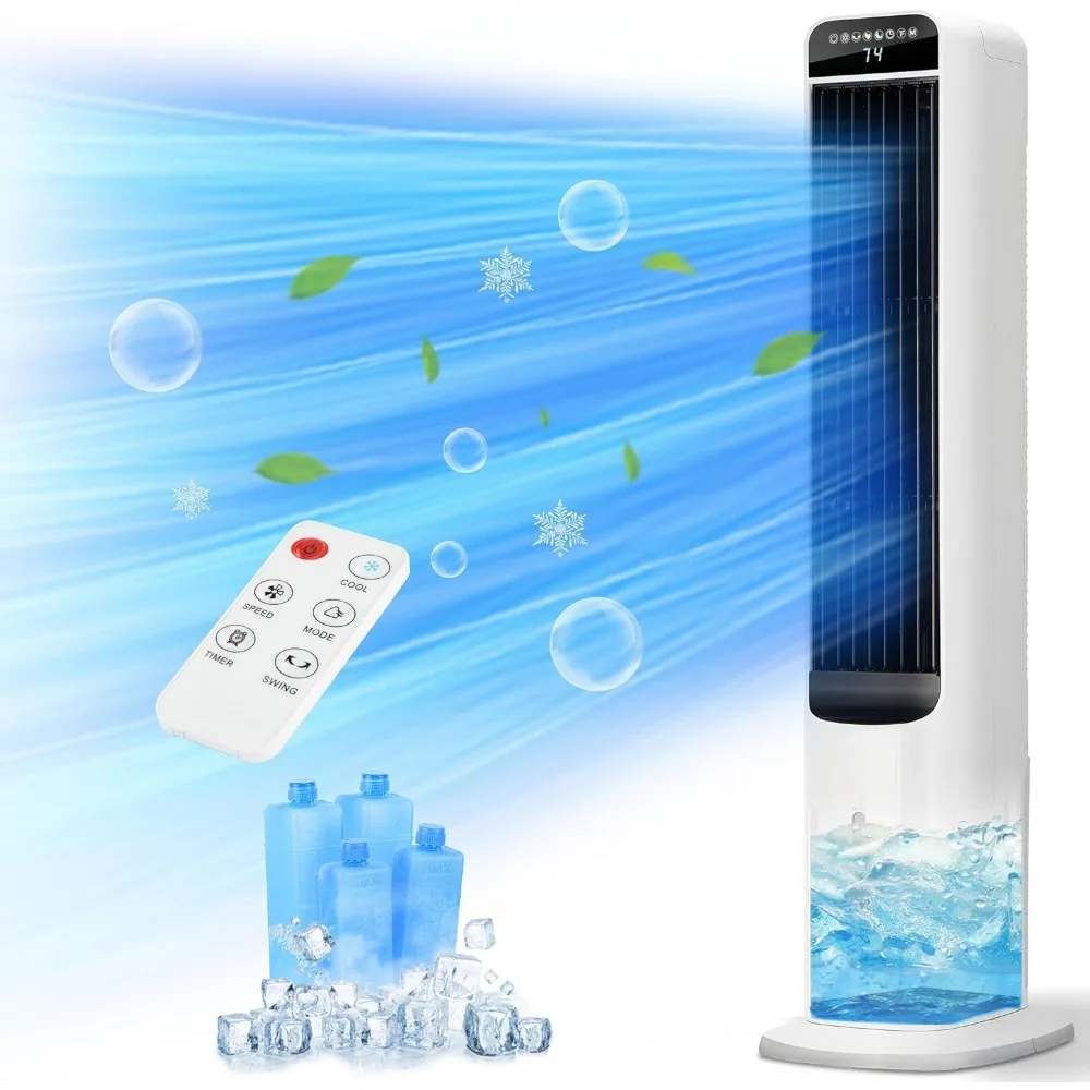 

Tower Fan with Remote, Electric Cooling Fan, Bladeless Water Fan, Swamp Cooler Air Conditioner for Room