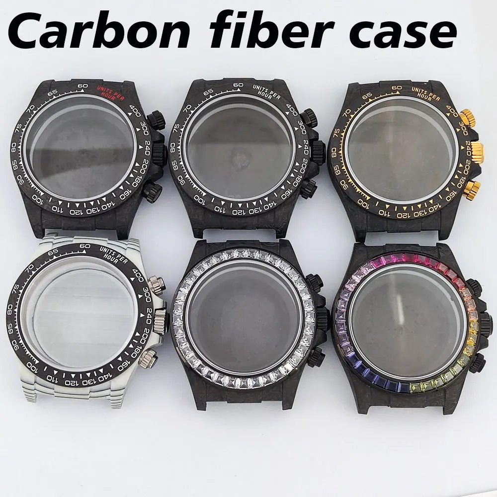  VK63/4130 Case Carbon Fiber Case 38.5mm Sapphire Glass Ultra Light Carbon Fiber Material fits vk63/4130 Movement Watch Case