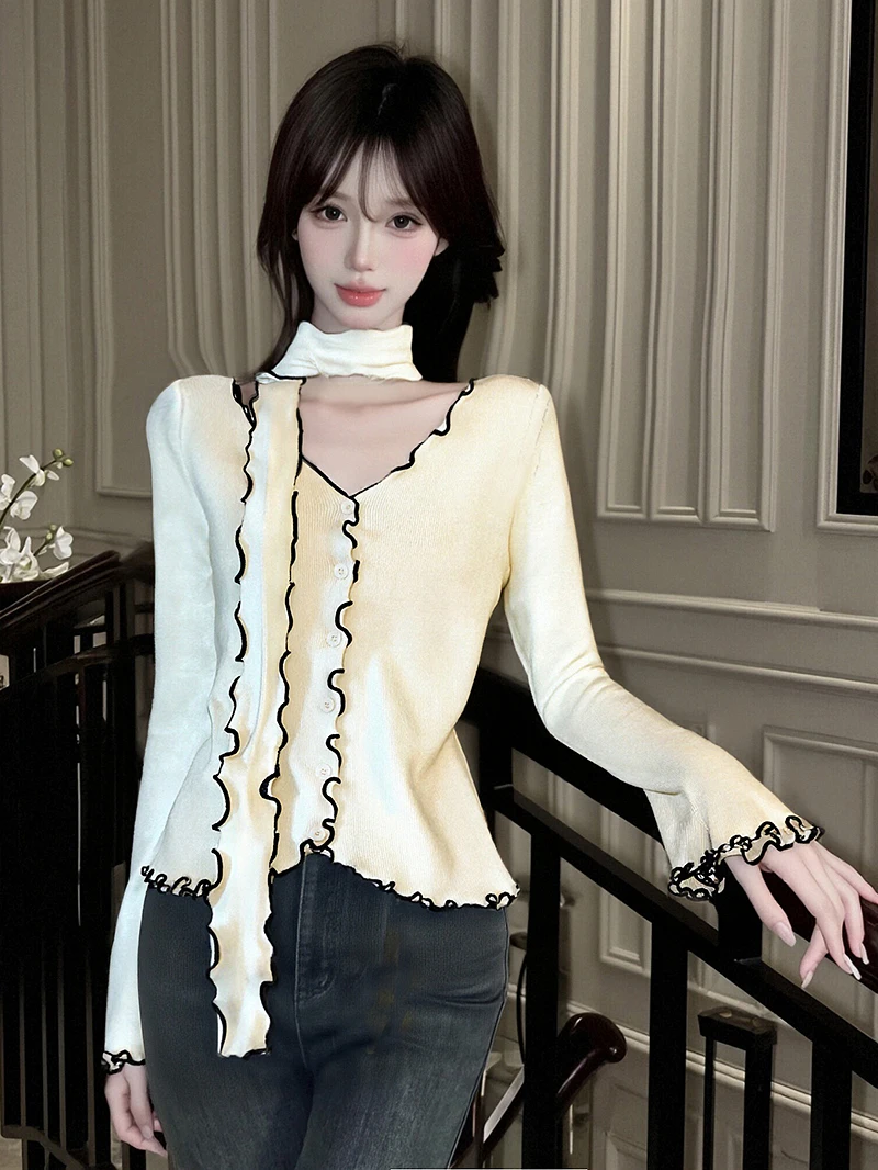 

Women's Slim Fit Knitted Long Sleeve Striped Top V-Neck Bow Tie Autumn Winter Fashion City Walk Breathable Comfortable Inner ...
