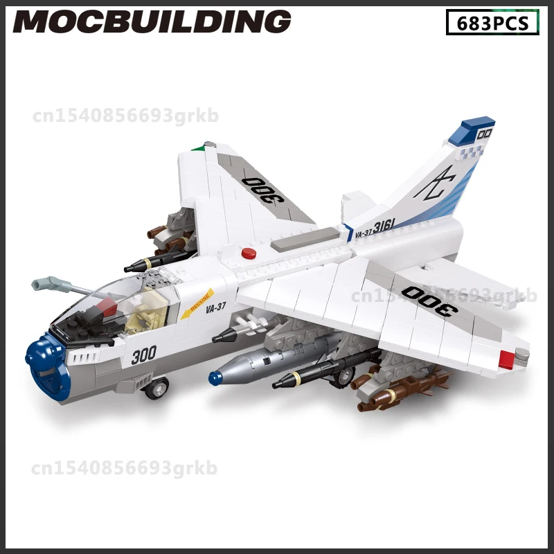 

Military White Attack Fighter Model MOC Building Blocks Toys 683pcs DIY Bricks Assemble Plane Collection Christmas Gift Airplane