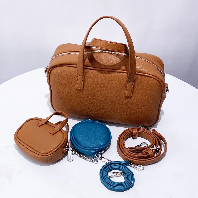 Korean Casual Composite Bags For Women Luxury Designer Handbag Purses 2024 New In PU Combination Three-Piece Set Pillow Shoulder