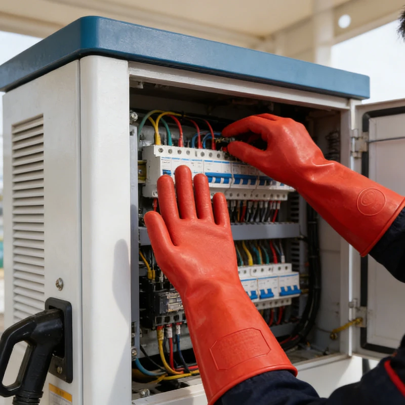 

12KV High Voltage Gloves Class Rubber Linemen Electrical Gloves Insulating Glove Safe Work Gloves Lineworker Electricians Red