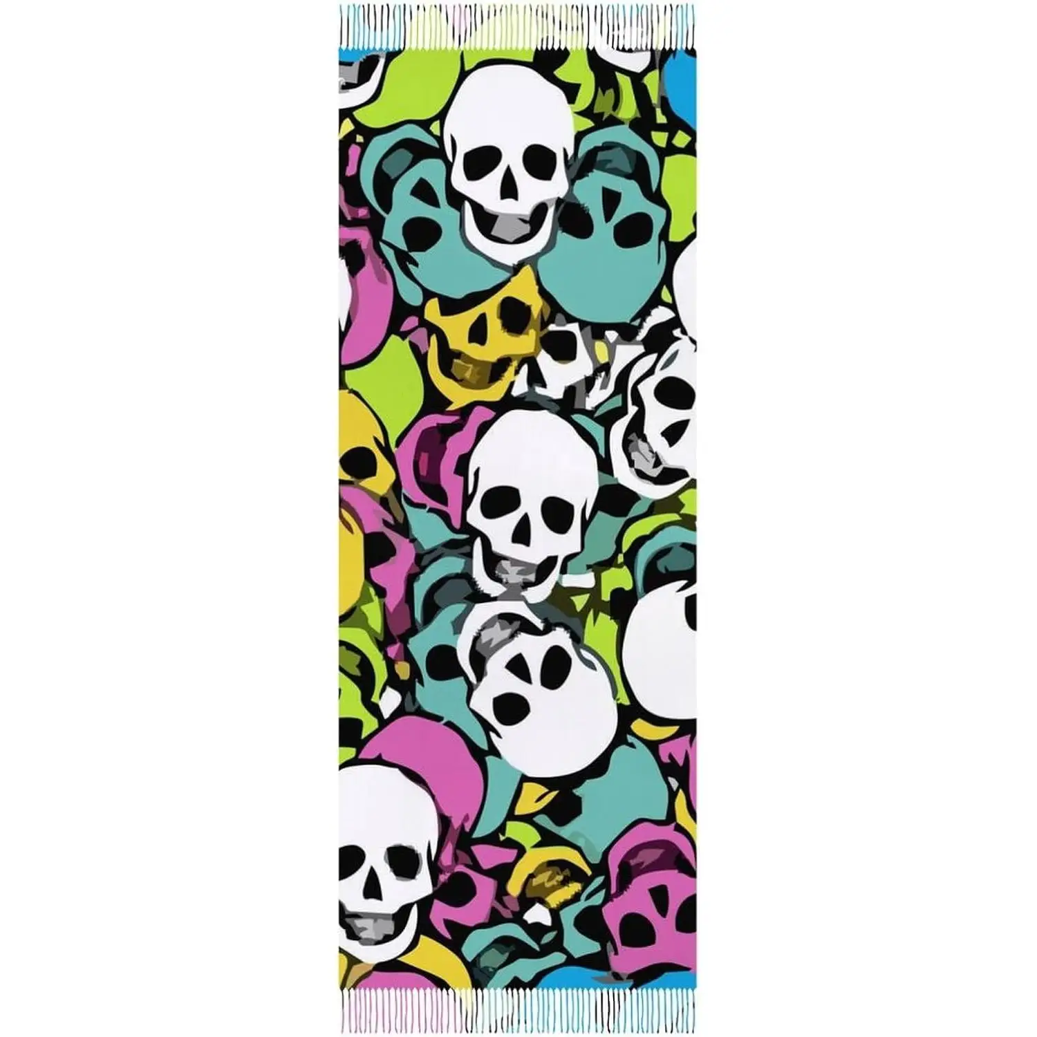 

Шали с кисточками, теплый мягкий зимний легкий кашемировый длинный шарф для женщин, подарки, повседневные путешествия, офис, красочный принт черепа