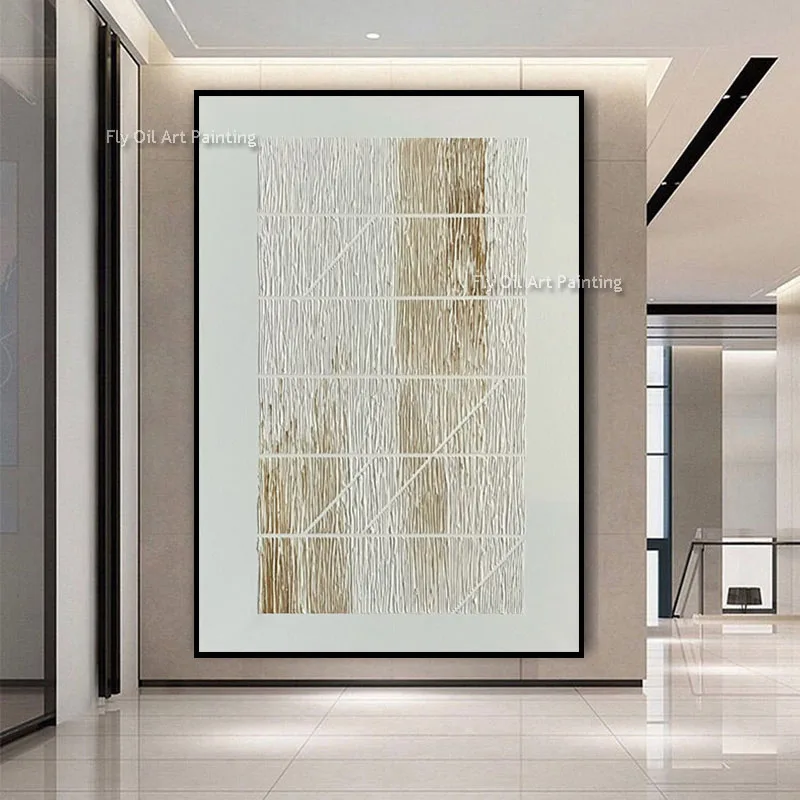 Original Handmade Thick Texture Oil Painting, Earth Tone Vertical Striped Abstract Palette Knife Canvas Wall Artwork
