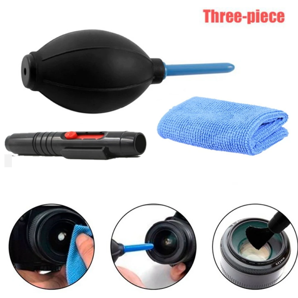 3 in 1 Portable Camera Clean Kit Lens Cleaning Cleaner Dust Pen Blower Cloth Kit for Camera, Videos, Lenses, CCD