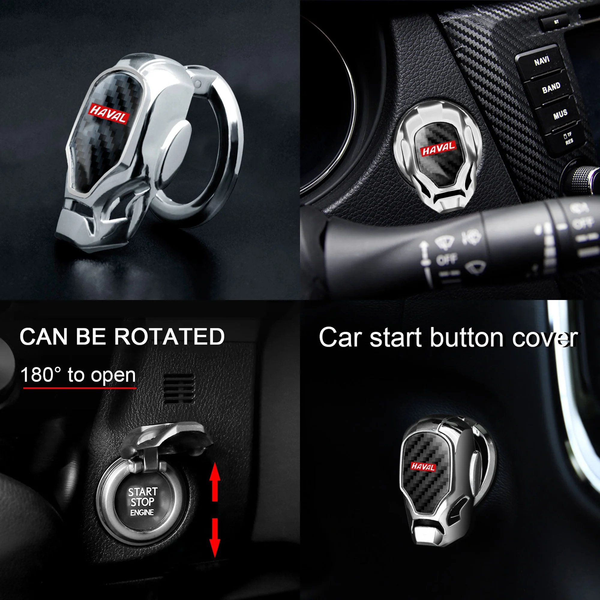 1Pcs Haval One-click Start Button Protective Cover Fit H6 Jolion Dargo H9 F7 M6 H7 Anti Scratch Car Interior Decor Parts
