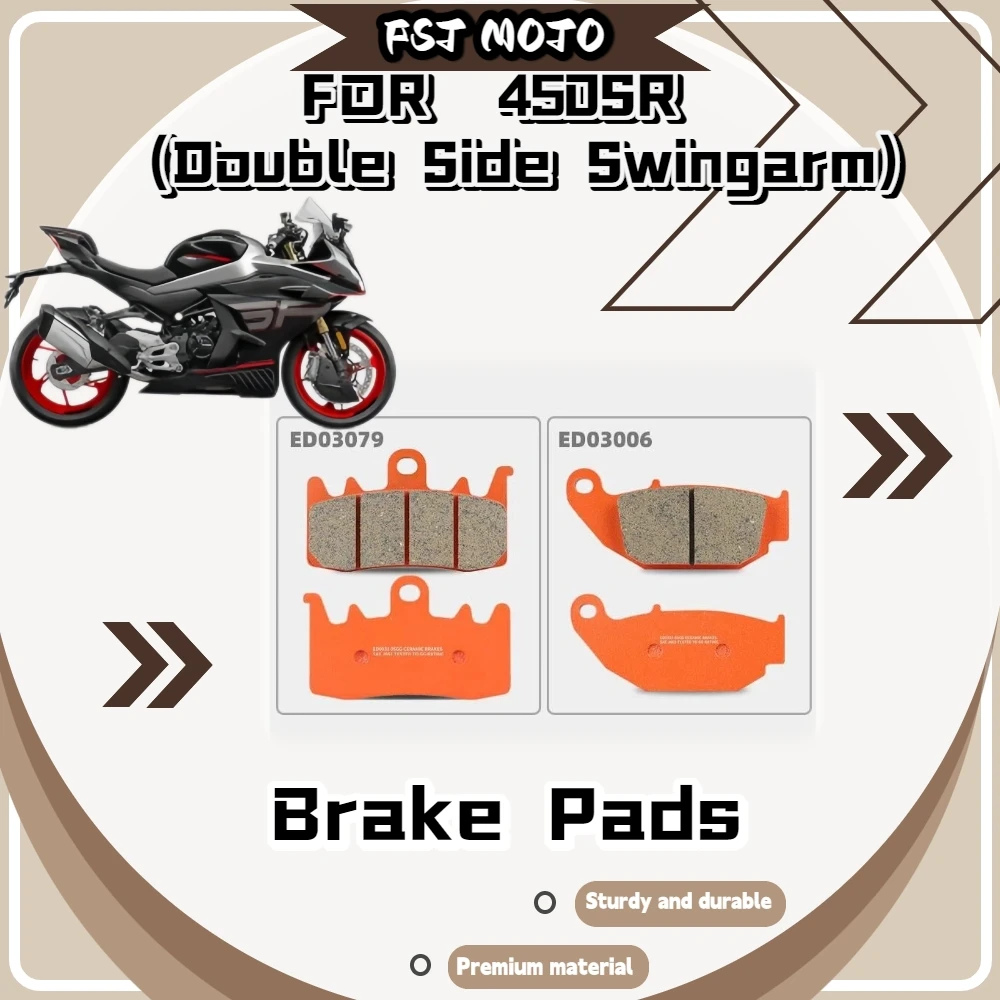 For 450SR Double Swing Arm Ceramic Super Alloy Brake Pads High Temp Low Dust Strong Brake Force Fit Complex Road Conditions