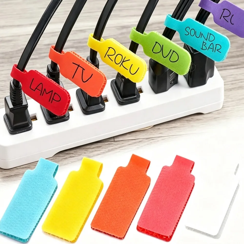 24pcs Vibrant Multi-Color Reusable Cable Ties - Easy Cord Management And Identification Solution With Self-Attaching Label Tags For Electronics And Computers, No Battery Required, Durable And Adjustable, Perfect For Home And Office Organization