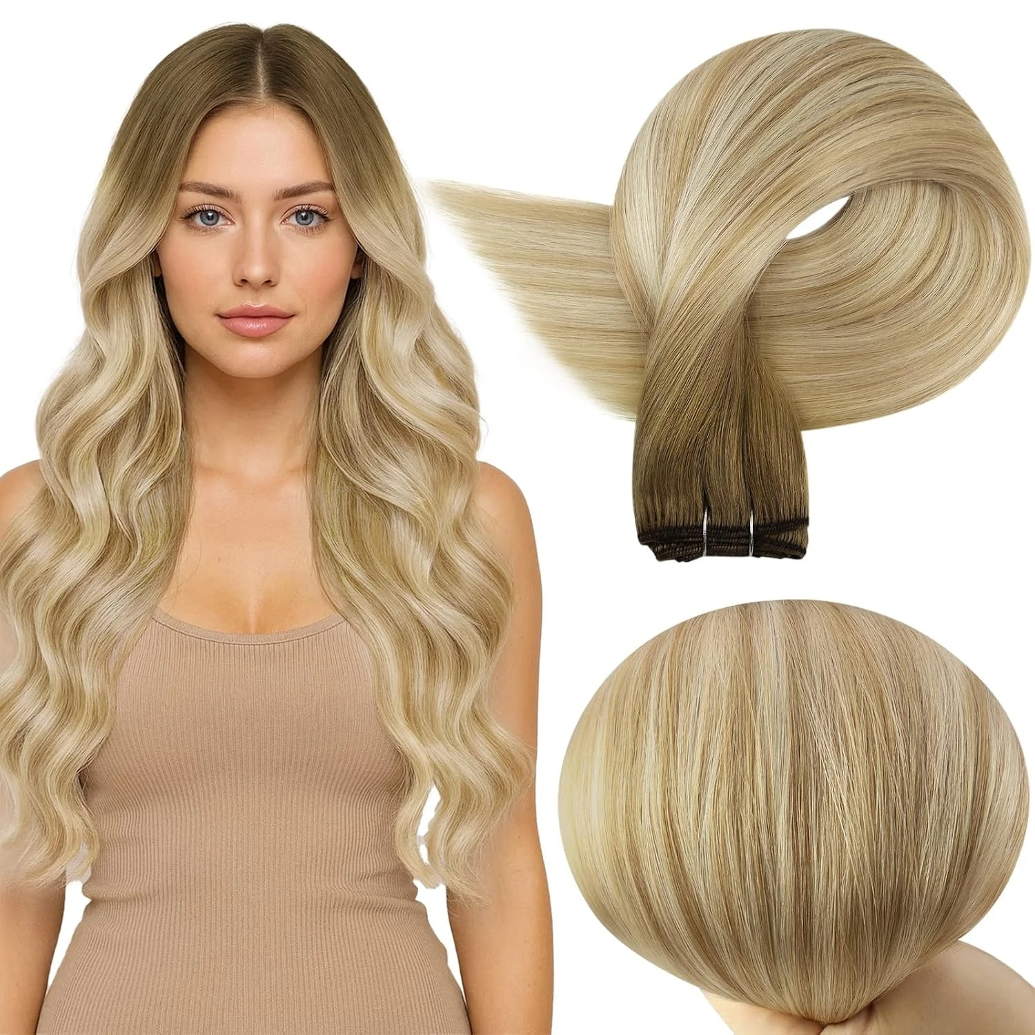 Full Shine Human Weft Hair Extensions Sew in 100% Real Straight Natural Human Hair Extensions For Salon