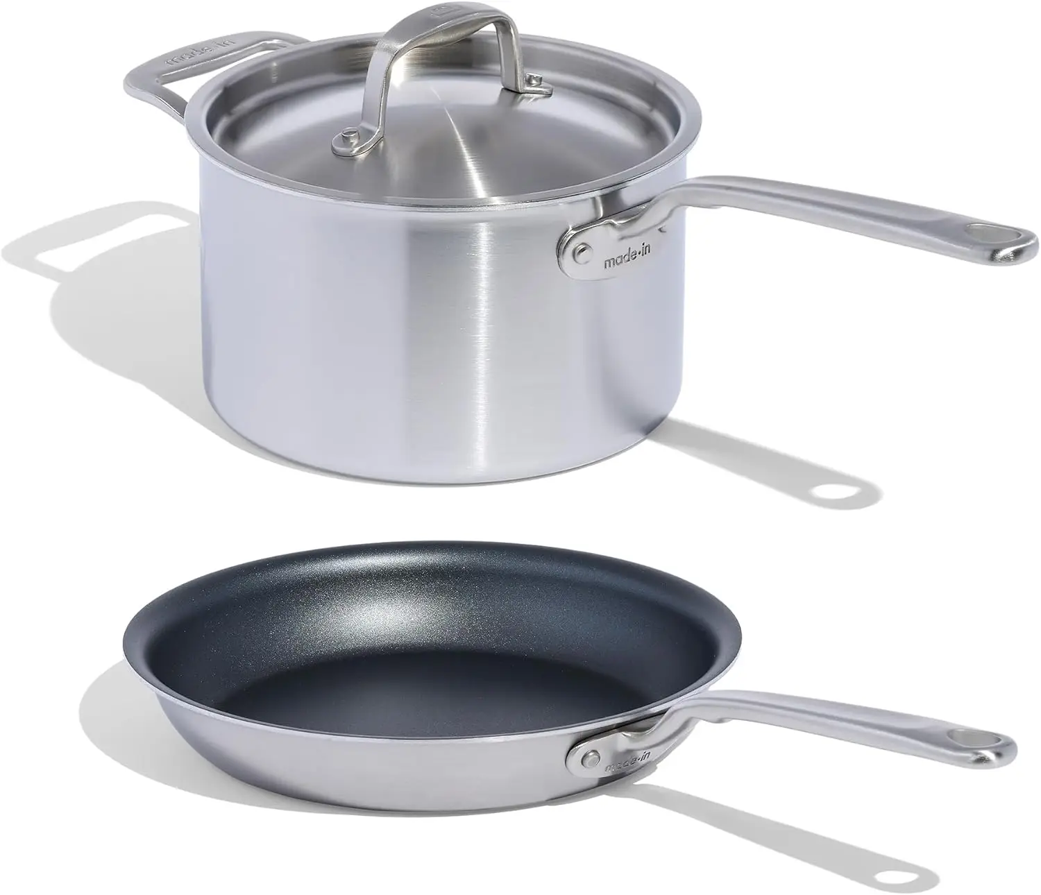 Made In Cookware - 3 Piece Procoat Non Stick Pan Set (Graphite) - 5 Ply Stainless Clad - Includes Frying Pan And Saucepan With