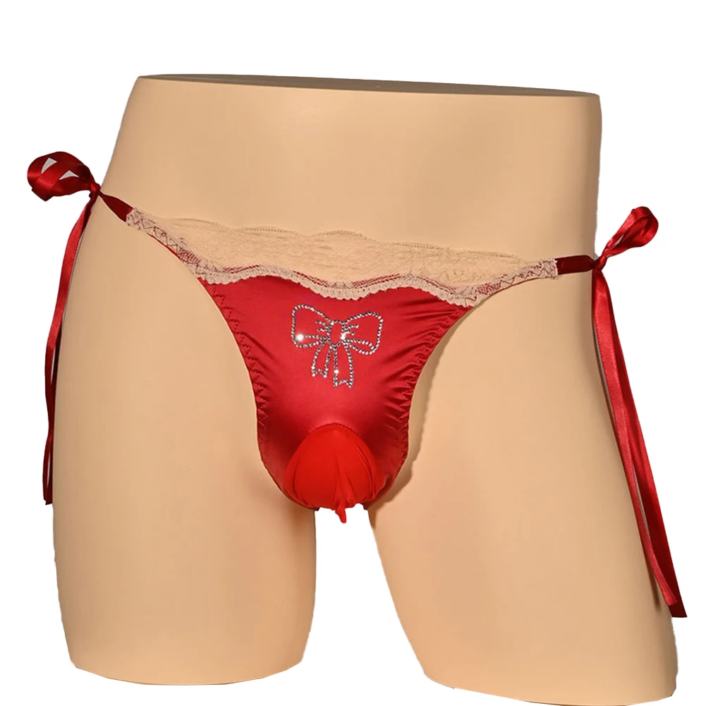 男性用のセクシーなシルクサテンの下着,ローウエストのポーチ,ひも,シームレスな下着,エロティックなストラップ,短いゲイのランジェリー