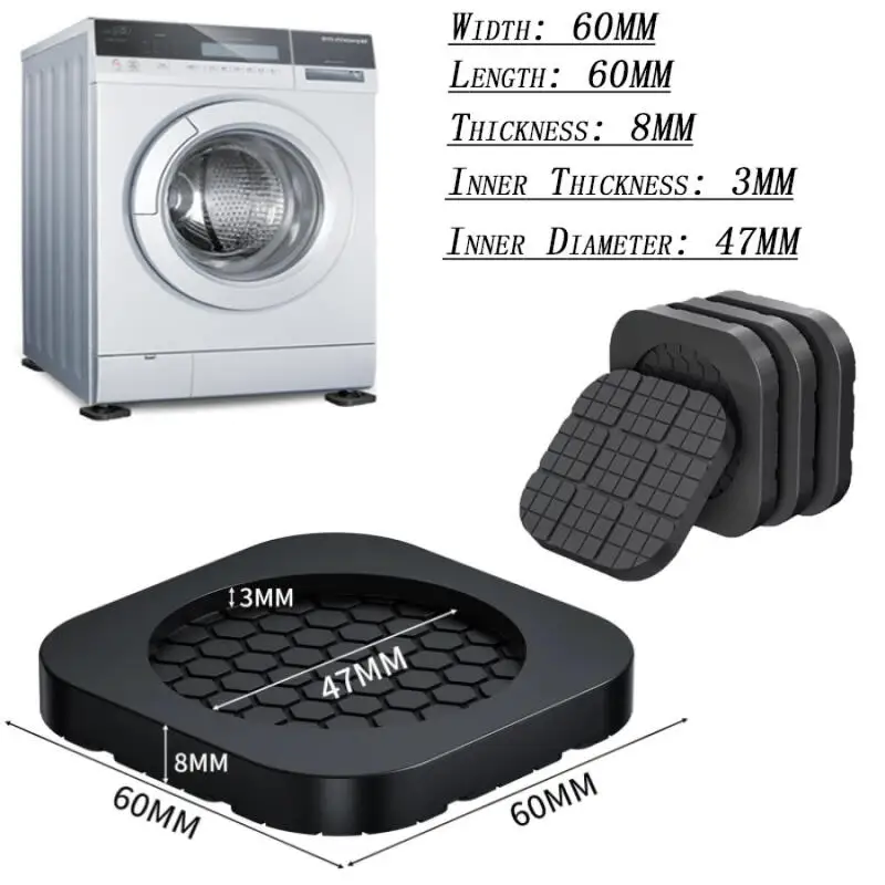4PCS Anti Vibration Feet Pad Rubber Mat Anti Slip Silent Dampers Stand Universal Washing Machine Refrigerator Furniture Foot Pad