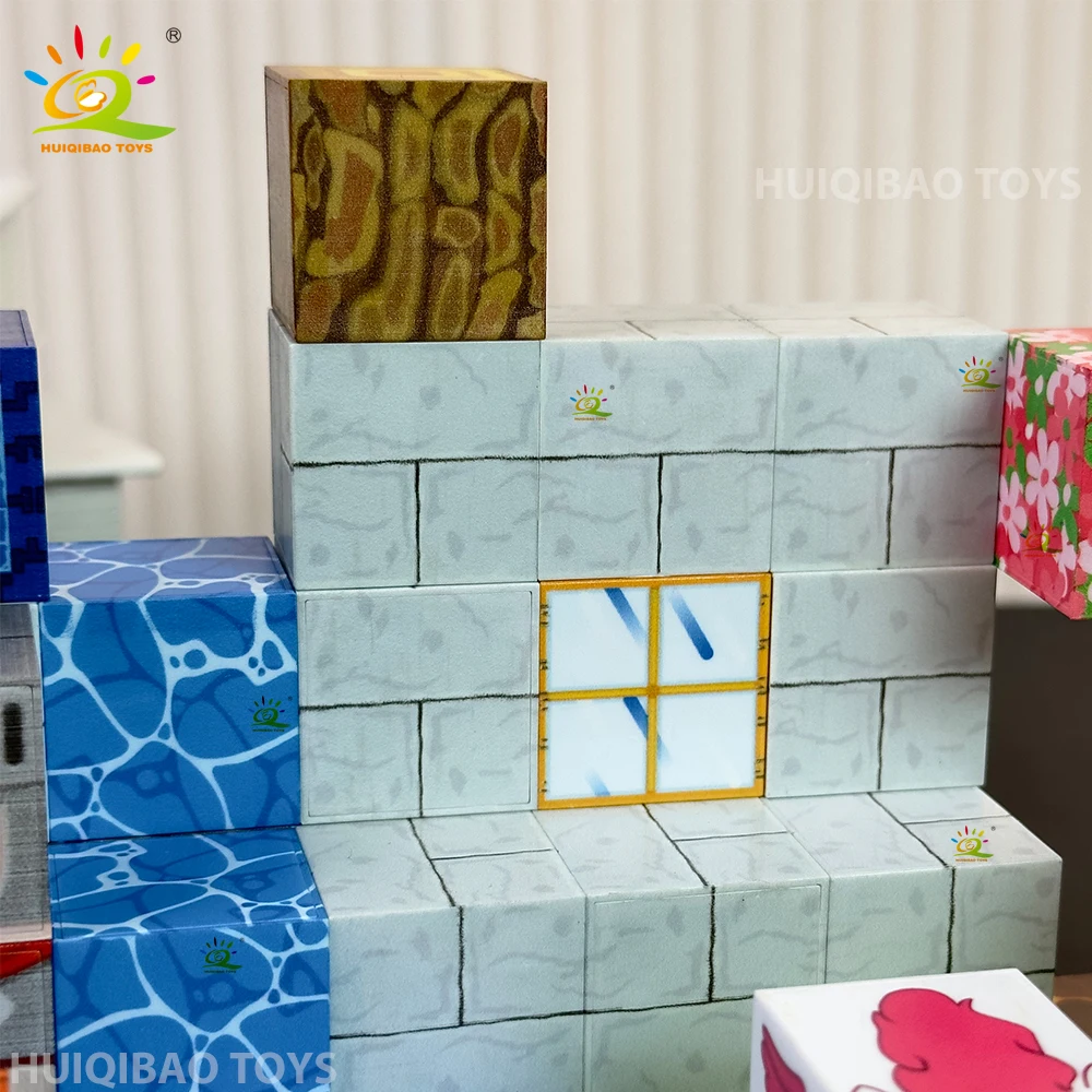 HUIQIBAO Blocs de construction magnétiques éducatifs STEM aléatoires de 50 à 300 pièces pour enfants, garçons et filles, puzzle DIY, cube magnétique sensoriel, cadeau