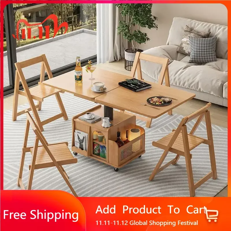 

Compact Glass Coffee Table Wheels Italian Lift Living Room Side Table Folding Set Modern Korean Mesa Auxiliar Trendy Furniture