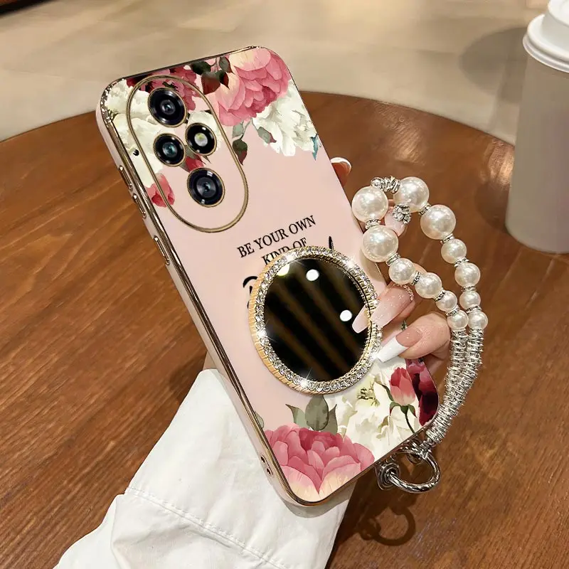 

200 Flower Park Bracelet Plating Phone Case For Honor 200 300 200Pro X60 X6A X9B X6 X8B 300Ultra X50 Magic 5Lite 6Pro Cover