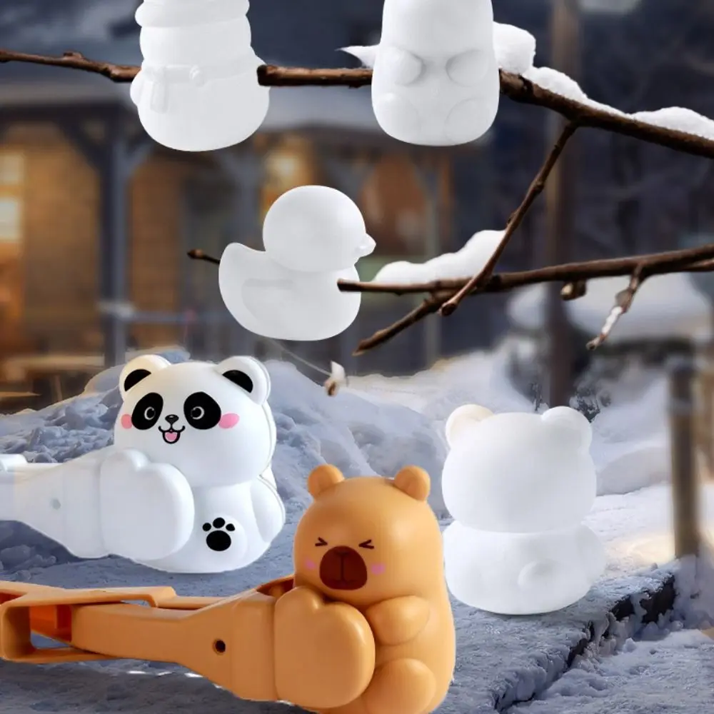 Abs inverno fabricante de bola de neve brinquedo panda capivara neve pato bola fazendo ferramenta resistente ao desgaste portátil neve areia bola fazendo moldes