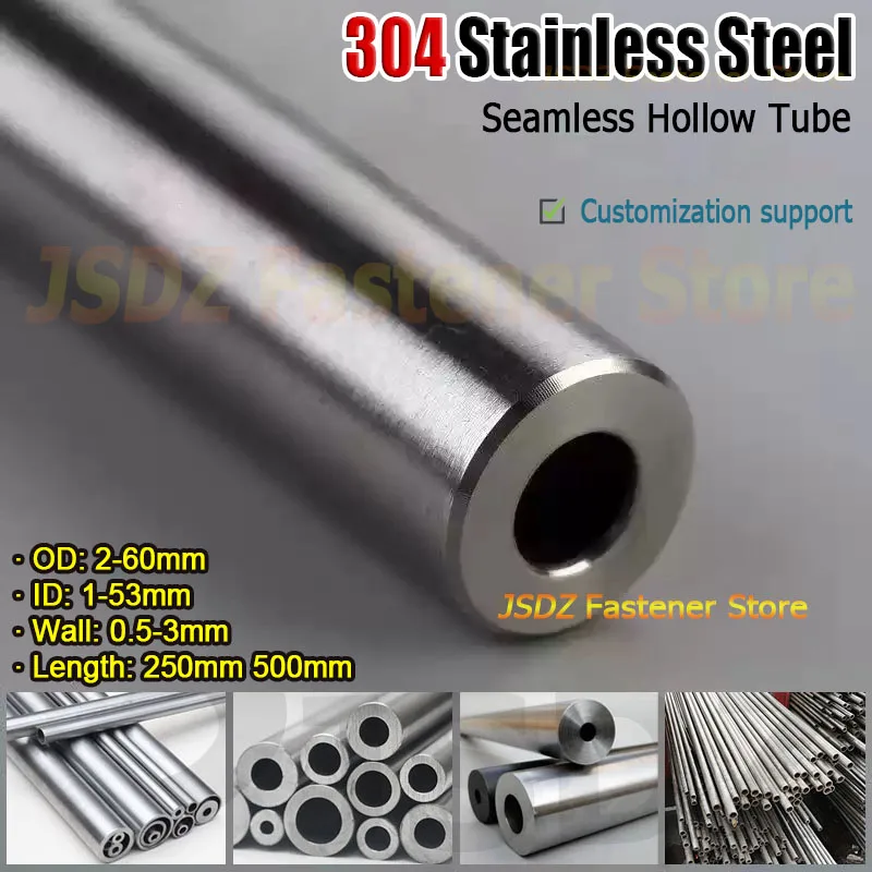 

OD 2-57mm 304 Seamless Stainless Steel Capillary Tube Hollow Straight Tubing Length 250/500mm 3/4/5/6/7/8/9/10/11/13/14/15/16-51