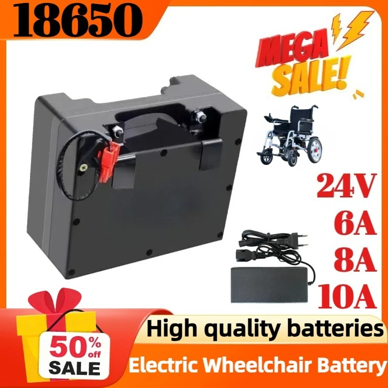 

6A 8A 10A 24V 18650 Electric Wheelchair Battery Elderly Mobility Scooter Battery Rechargeable Lithium Battery 29.4V 2A Charger