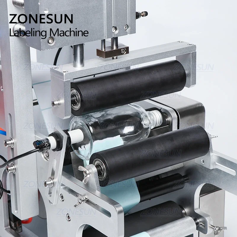 ZOENSUN TB-80 Pneumatic Labeling Machine Adhesive Sticker Wine Plastic Round Glass Bottle Applicator Stickers Packaging Labels