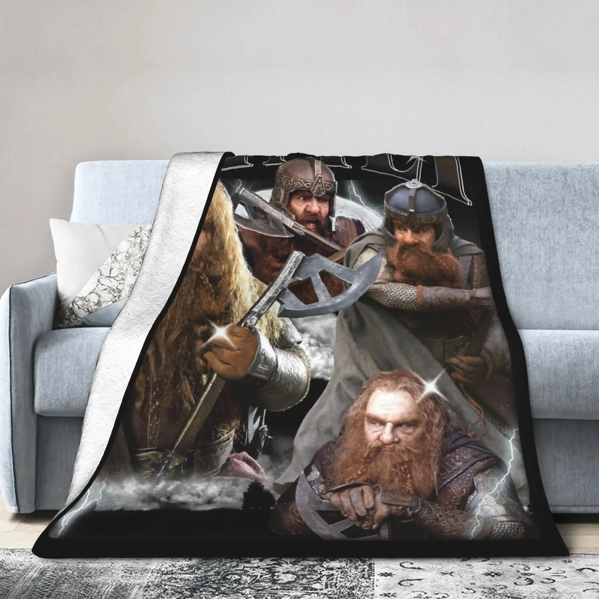 L-Lords Of The R-Rings Gimli Blankets Flannel  Winter  Portable Ultra-Soft Throw Blankets for Bed Couch Quilt