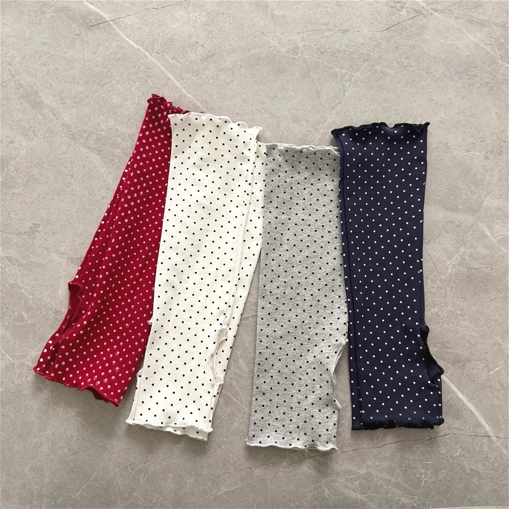 Korean Style Ruffle Edge Polka Dot Leg Warmer Slouch Mid Calf Socks Women Soft Thin Stackable Dot Print Knee High Decorations view 6