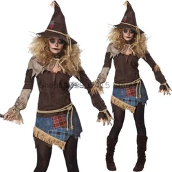 2023 New Halloween Carnival Party Scarecrow Cosplay Costume Women Blouse Horror Creative Witch Elves Stage Performance Outfits