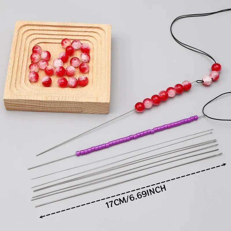 1/5-Piece Set of Bead Needles With Side Openings for Easy Threading ,Suitable for Handicraft and DIY Bead Making  17CM/6.69inch