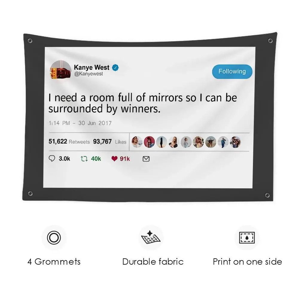 Funny K-Kanye West Mirror Flags 3x5 Ft Custom Banner For Garage Door Room Decor Wall Out Decoration With Metal Buckle