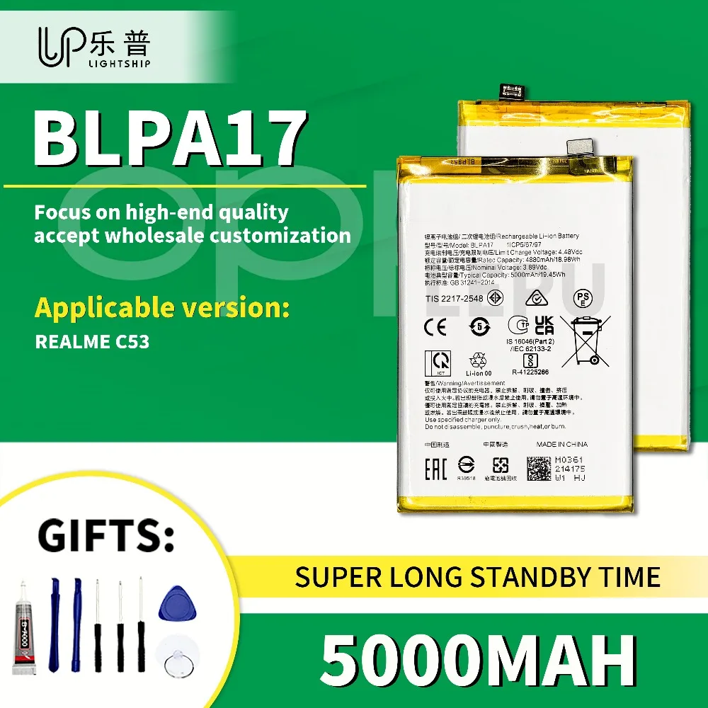 

REALME C53 Origianl Battery BLPA17 5000mAh New Phone Battery with Free Tools Kits Replacement Battery BLPA17 for REALME C53