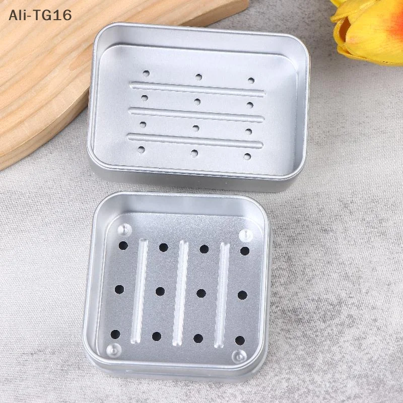 مربع الألومنيوم صحن الصابون صندوق الصابون مع غطاء حامل الصابون الألومنيوم السفر الصابون السفر حاوية صينية الصابون للحمامات المنزلية طبق