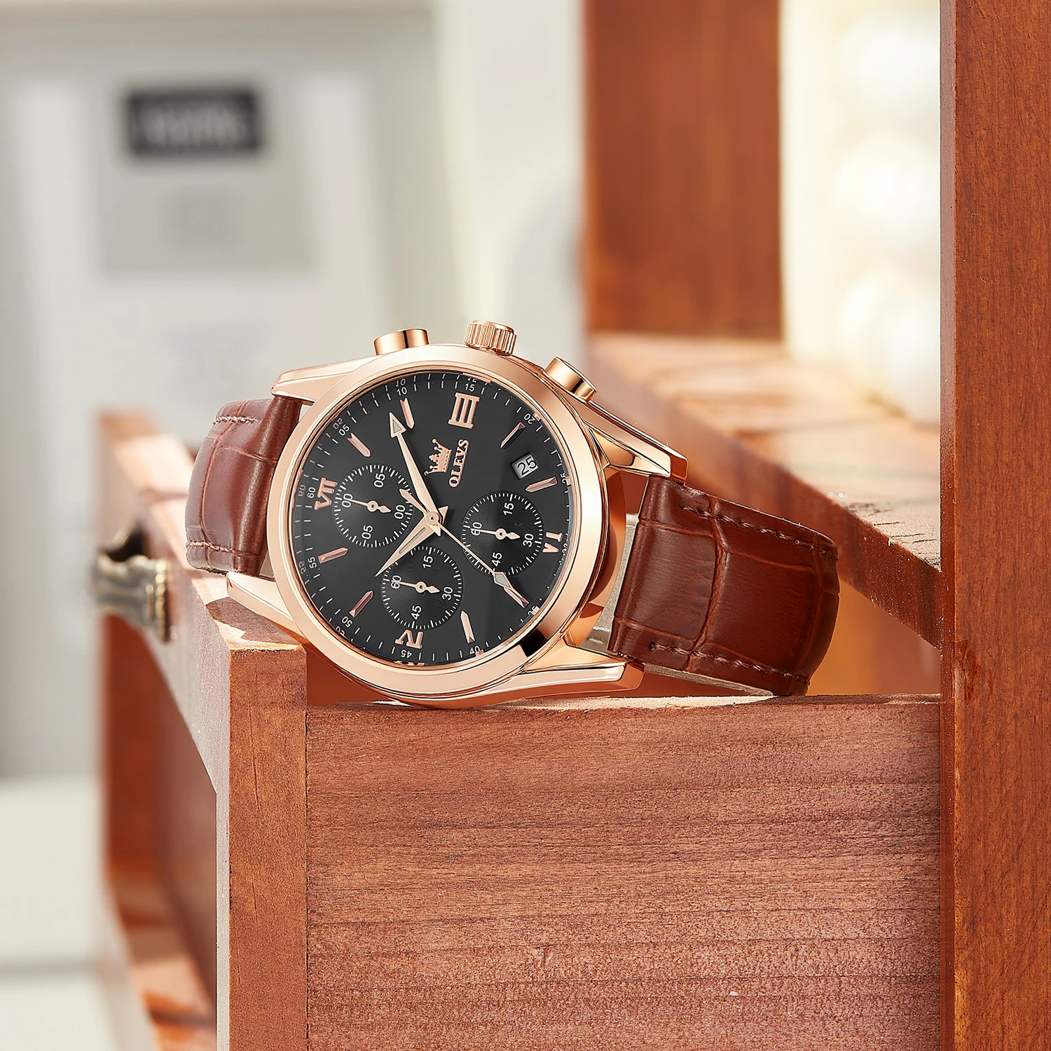 OLEVS 2872 Kronograf Kuvars Ko - Leather Watch Band Men incelemesi ve fiyatı