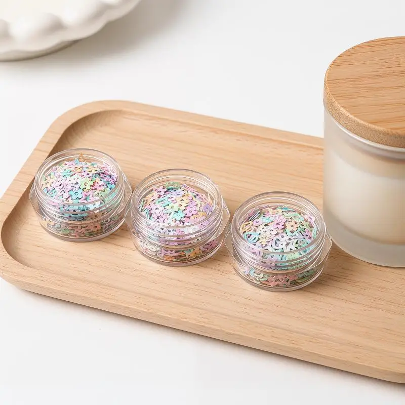 [J] Macaron Pastel Hollow Nail Art Glitter Sequins Various Shapes Soft Colors For DIY And Salon Nail Decoration