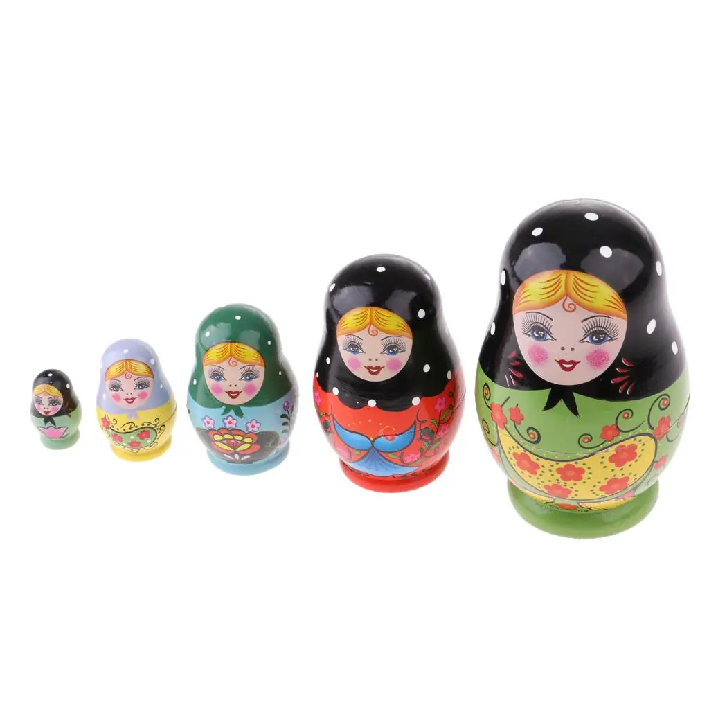 

5pcs Wooden Nesting Toys Russian Nesting Dolls Russian Dolls Matryoshka Stacking Dolls Matryoshka Wood Stacking Nested Toys