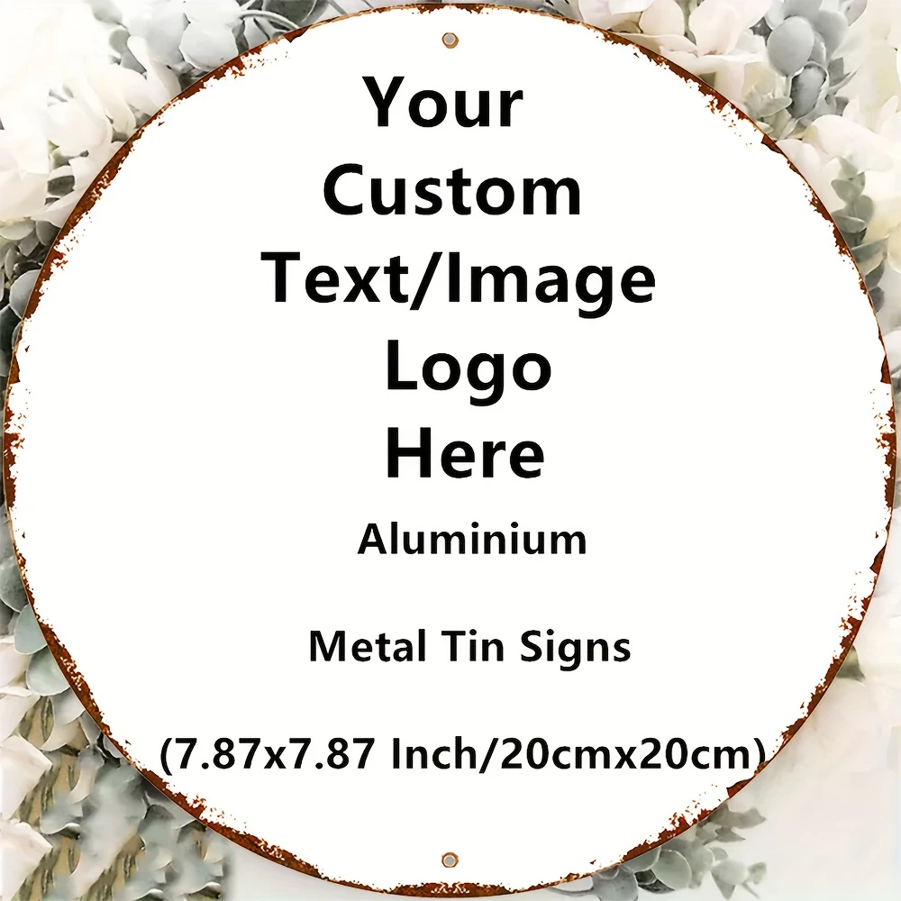 Custom Round 2D Metal Tin Sign 20x20 Inch Personalized Name Text Vintage Rusty Edge Iron Painting Wall Decor Home Bar Garage Cus view 5