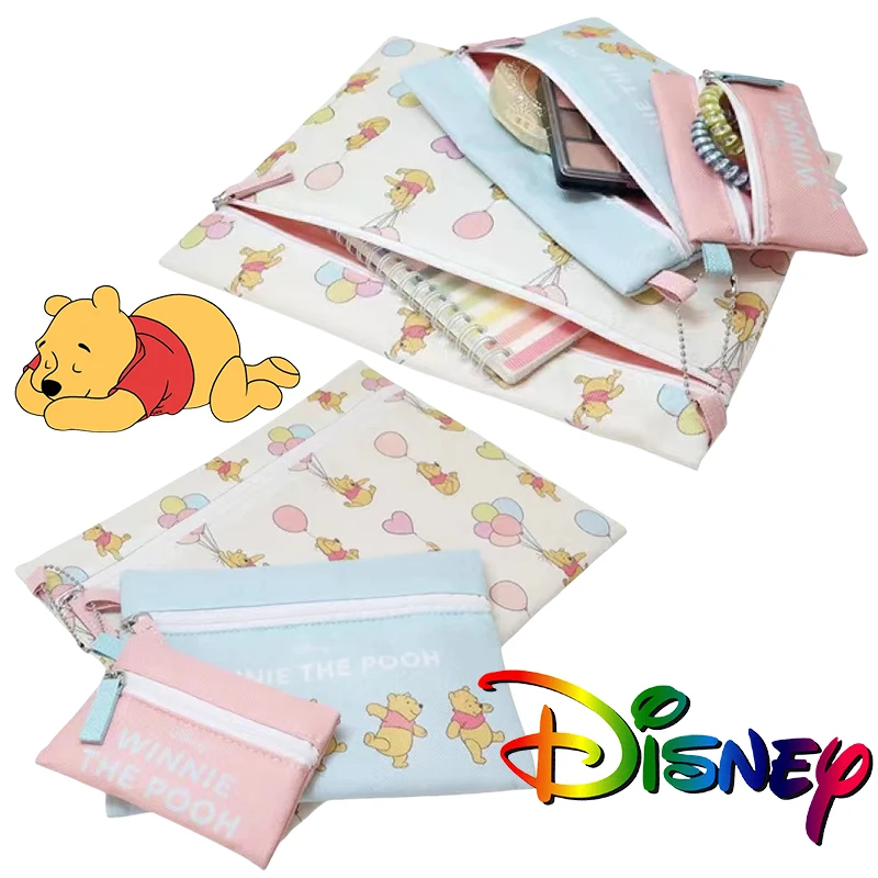 

Сумка для файлов Disney Winnie, сумка для хранения из 3 предметов, сумка для канцелярских принадлежностей для документов, сумка-карандаш с героями мультфильмов, аниме, косметички, подарок