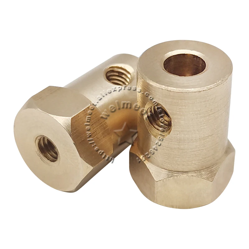 2/3/3.17/4/5/6/7/8mm Brass Rigid Hexagonal Coupling Motor Shaft Coupler Connector Sleeve for Robot Smart Car