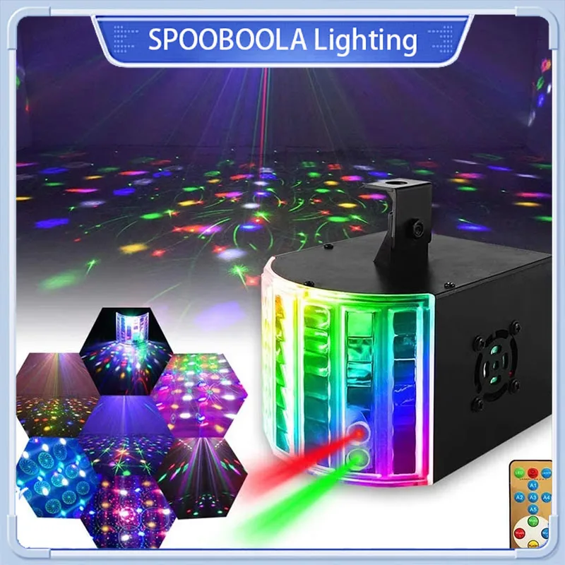 Remote Control LED Disco Lights DMX512 Sound Activated Stage Effect Laser Projector 9W Decortaion Atmosphere For Home DJ Party