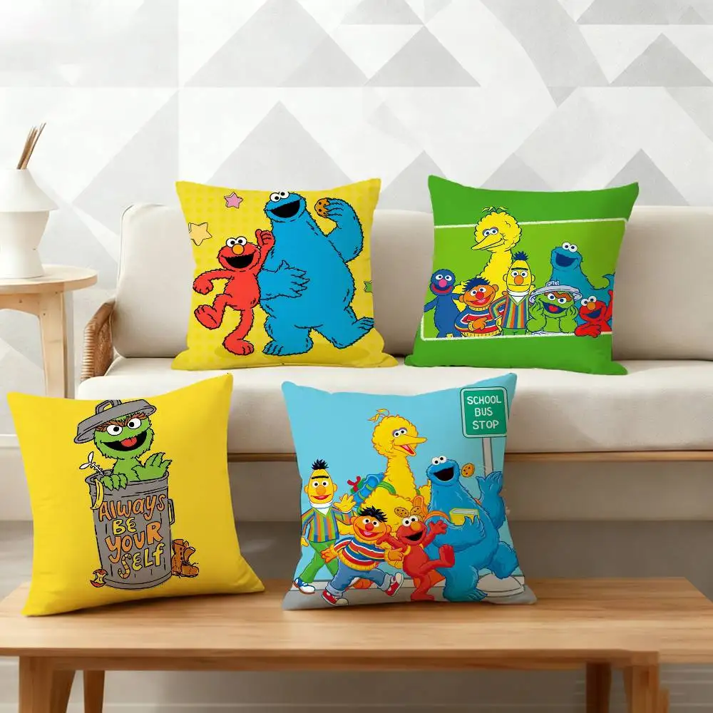 

Cute cartoon S-Sesame Street Pillow Case Pattern Printed Pillowcase For Living Room Sofa Cushion Cover