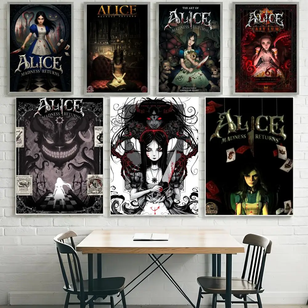A-Alice: Madness Returns GAME Poster HD Arte de Parede Autoadesiva à Prova d'Água com Compatibilidade Multi-Cenário
