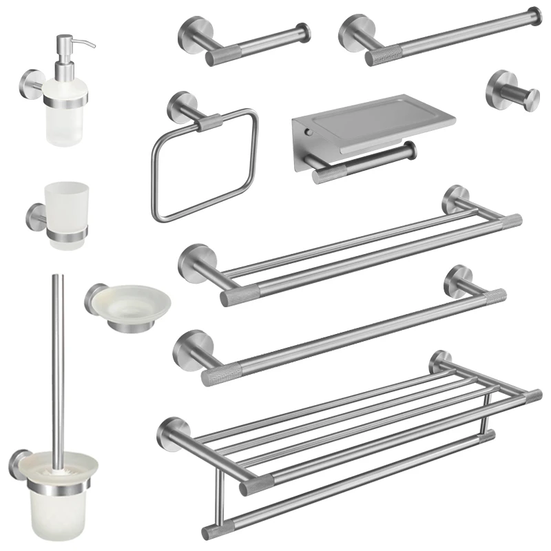 Bathroom Hardware 304 Stainless Steel Brushed Towel Rack Toilet Paper Holder Soap Holder Towel Bar Toilet Bathroom Accessories